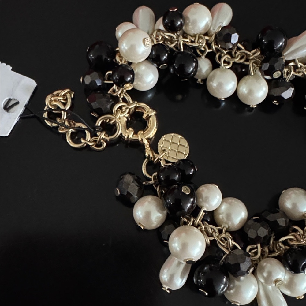 Talbots dangling pearls and glass bead bracelet with rhinestone ball NWT - Picture 5 of 5